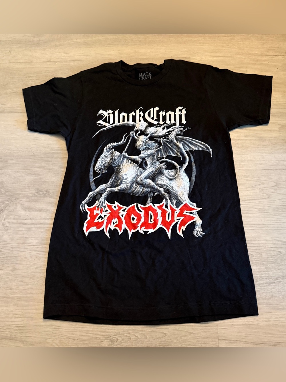 Exodus Band Blackcraft 100% Cotton Black T Shirt Sz S Men’s Goth Heavy Metal